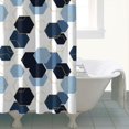 thumbnail image 4 of Blue Gold Hexagon Marble Shower Curtain 72"x84" ,Bathroom Decorative Shower Curtains Set with 12 Hooks,Modern Waterproof Washable Shower Curtain, 4 of 5