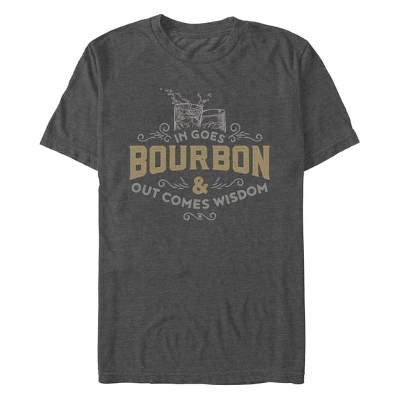 Men's Lost Gods In Goes Bourbon & Out Comes Wisdom Graphic T-Shirt