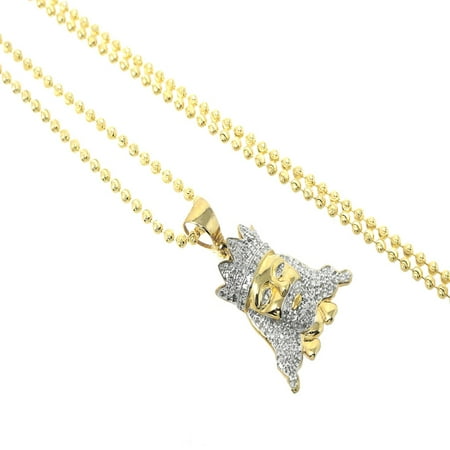 - Men's .30ctw Genuine Real Diamond Sterling Silver Yellow Gold Tone Jesus Chain Necklace