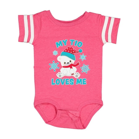 

Inktastic Polar Bear My Tio Loves Me in Santa Hat with Snowflakes Gift Baby Boy or Baby Girl Bodysuit