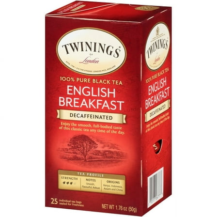 TWININGS® Tea Bags, English Breakfast Decaf, 1.76 Oz, 25/box TNA51727