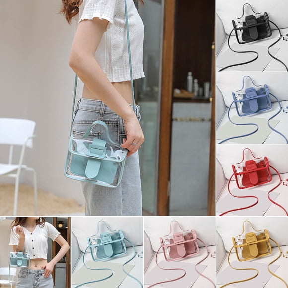 Bolsa cruzada transparente de PVC para conciertos y estadios - Bolsa transparente con correa desmontable, 7,1x5,1x2,4 pulgadas, con seguridad aprobada para eventos y viajes