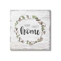 Stupell Industries Rustic Wreath Sweet Home Calligraphy Country Sign Graphic Art Gallery Wrapped Canvas Print Wall Art, Design by Natalie Carpentieri