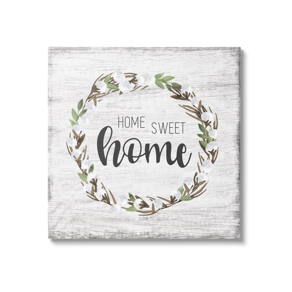 Stupell Industries Rustic Wreath Sweet Home Calligraphy Country Sign Graphic Art Gallery Wrapped Canvas Print Wall Art, Design by Natalie Carpentieri