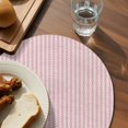 thumbnail image 3 of Pink Striped Round 13 Inch Placemats Set of 8, Modern Simple Farmhouse Beige Vintage HeatResistant Non Slip Place Mats for Dining Table, Wipeable Braided Kitchen Table Mats for Housewarming, 3 of 9