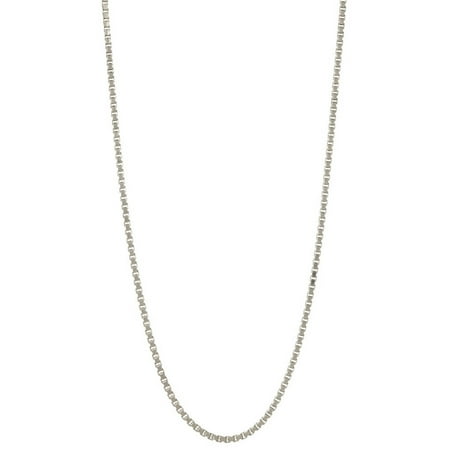 Pori Jewelers Rhodium-Plated Sterling Silver 1.5mm Box Chain Men's Necklace, 20