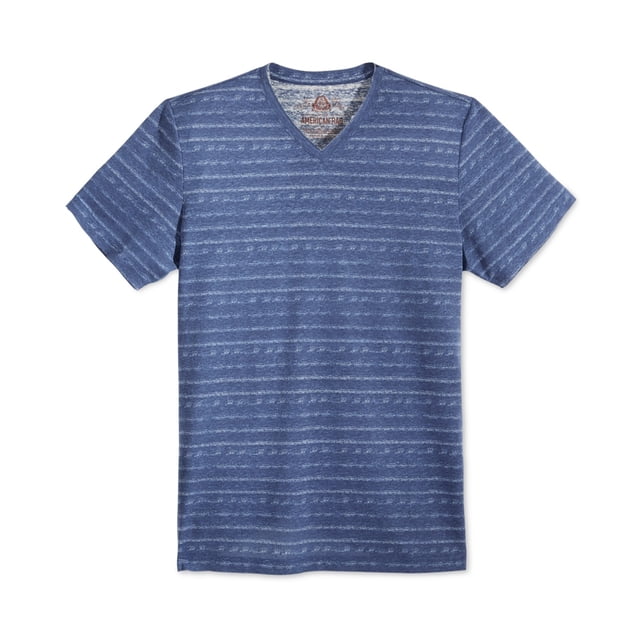 American Rag Playera básica a rayas para hombre, azul, pequeña American Rag Camiseta básica