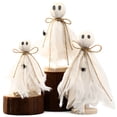 thumbnail image 7 of 3 Pcs Halloween Decorations Indoor Primitive Halloween Ghost on Wooden Stand Spooky Ghost Tiered Tray Decor Rustic Table Centerpiece for Home Office Mantel Shelf Party Supplies(Beige), 7 of 7