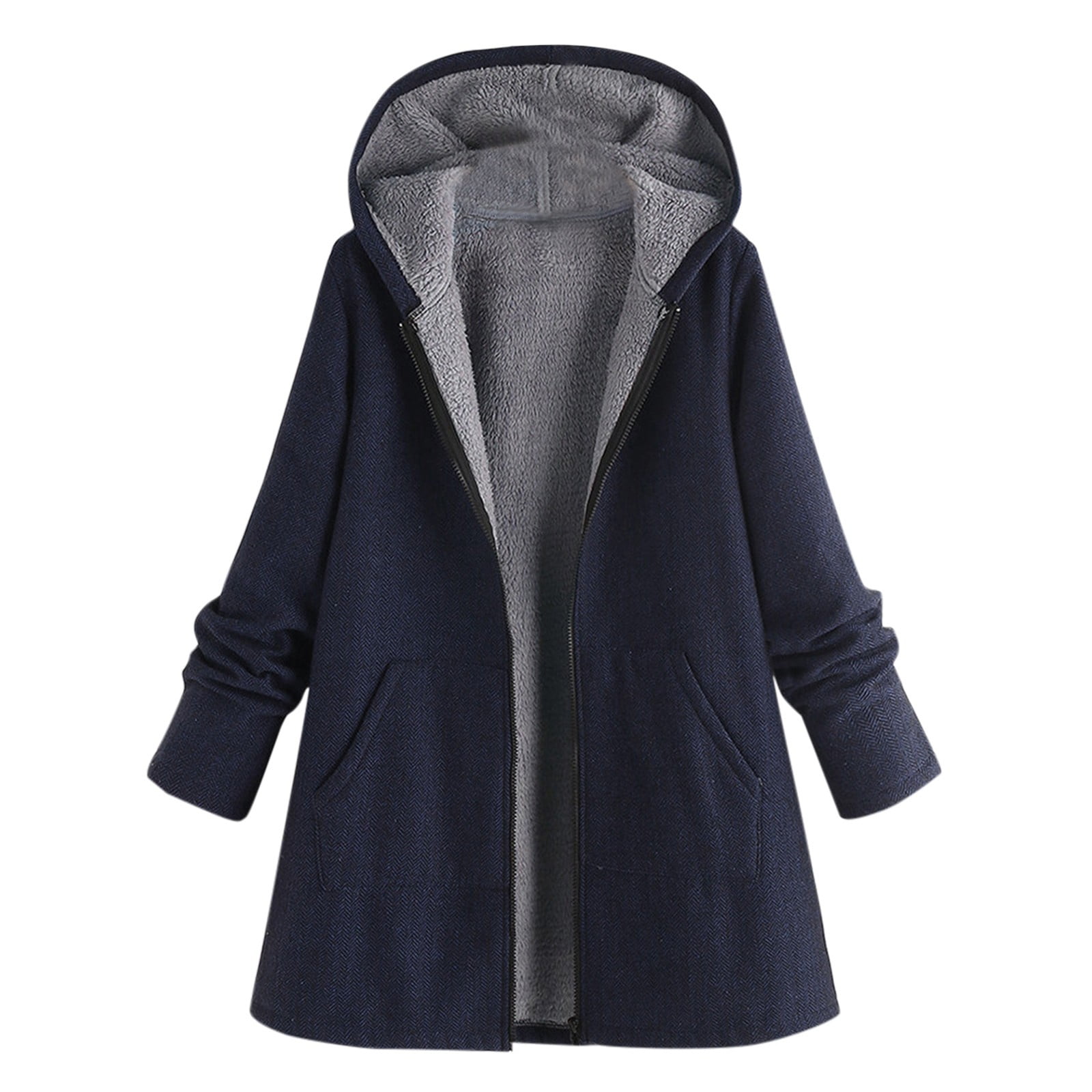 xiuh women's casual solid warm hoodie coat long sleeve zipper jacket ...
