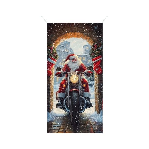 Decoraciones de Navidad Interior 35 X 71 Pulgadas Marco de Puerta de Navidad - Patrón de Santa Claus - Decoración de Puerta de Navidad - Decoración de Fiesta Del Festival