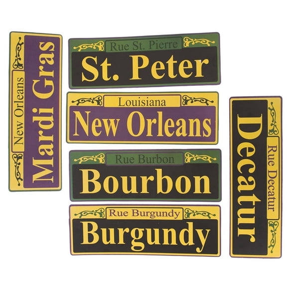 Mardi Gras Cardboard Cutout Signs (6Pc) - Party Decor - 6 Pieces