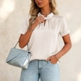 thumbnail image 4 of vigerkar Women's Dressy Business Casual Blouses Short Sleeve Tops Summer Outfits Pleated Work Shirts (White, XXL), 4 of 7