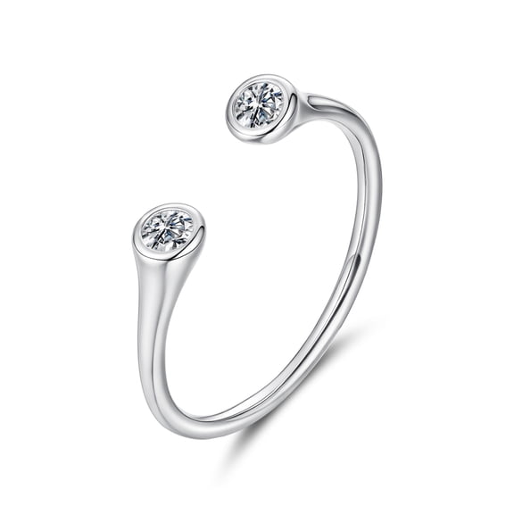 0.1ct Open Moissanite Ring 925 Sterling Silver Delicate Stackable Modern Jewelry