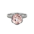 thumbnail image 1 of Natural peach/pink 3.50 CT VS Morganite Ring with Diamonds White Gold 14K Flower Vintage Unique, 1 of 3