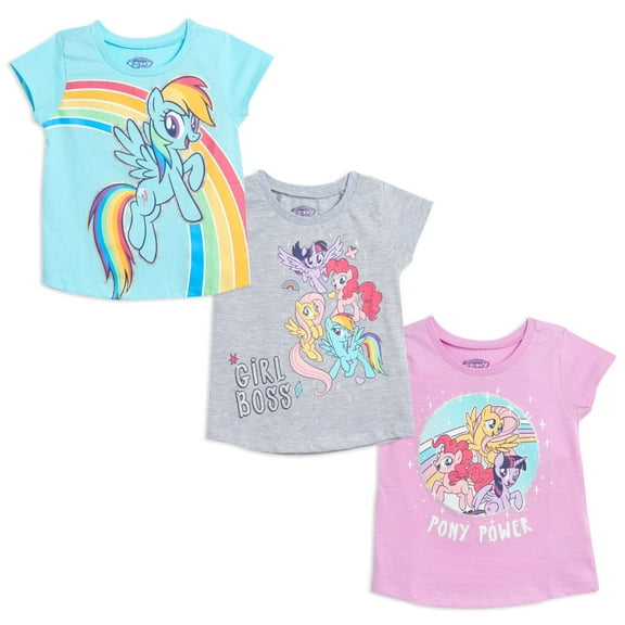 My Little Pony Toddler Girls 3 Pack T-Shirts Toddler to Big Kid