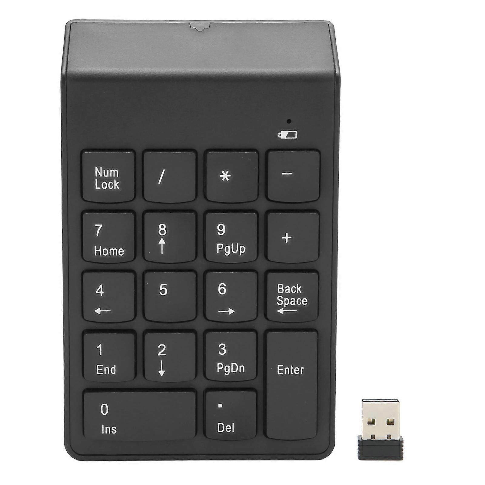 Wireless Number Pad 2.4G Receiver Black 18 Concave Keys Battery Powered ...