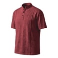 thumbnail image 6 of JTieacloth Men's T-Shirts Casual Button Down Stand Collar Short Sleeved Shirt T Shirt(Red,L), 6 of 6