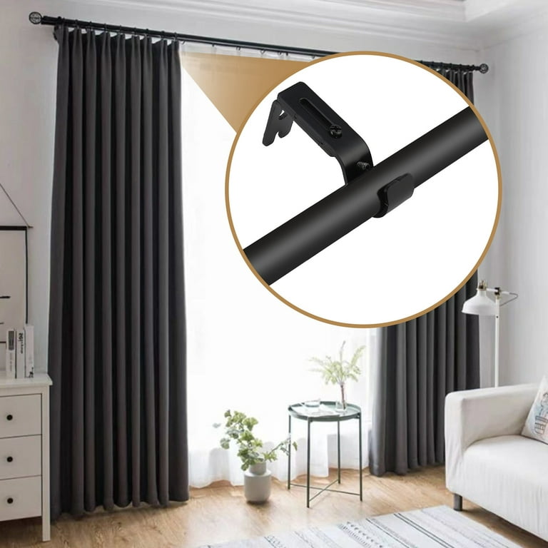 Hequsigns Adjule Curtain Rod Brackets 3 Pack Dry Holders Heavy Duty Hanging Extendable Wall Mounted Metal Single Bracket For 1 Inch Black Com
