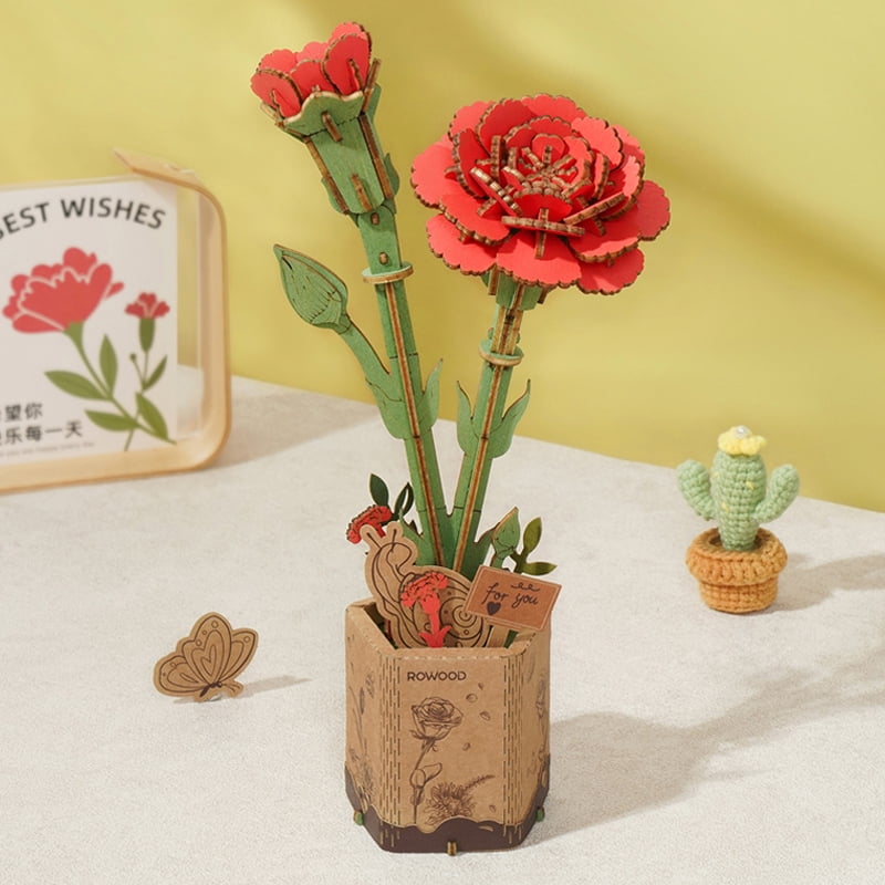 Décoration Modèle Carnation Rouge DIY 3D Puzzle Rolife TW052