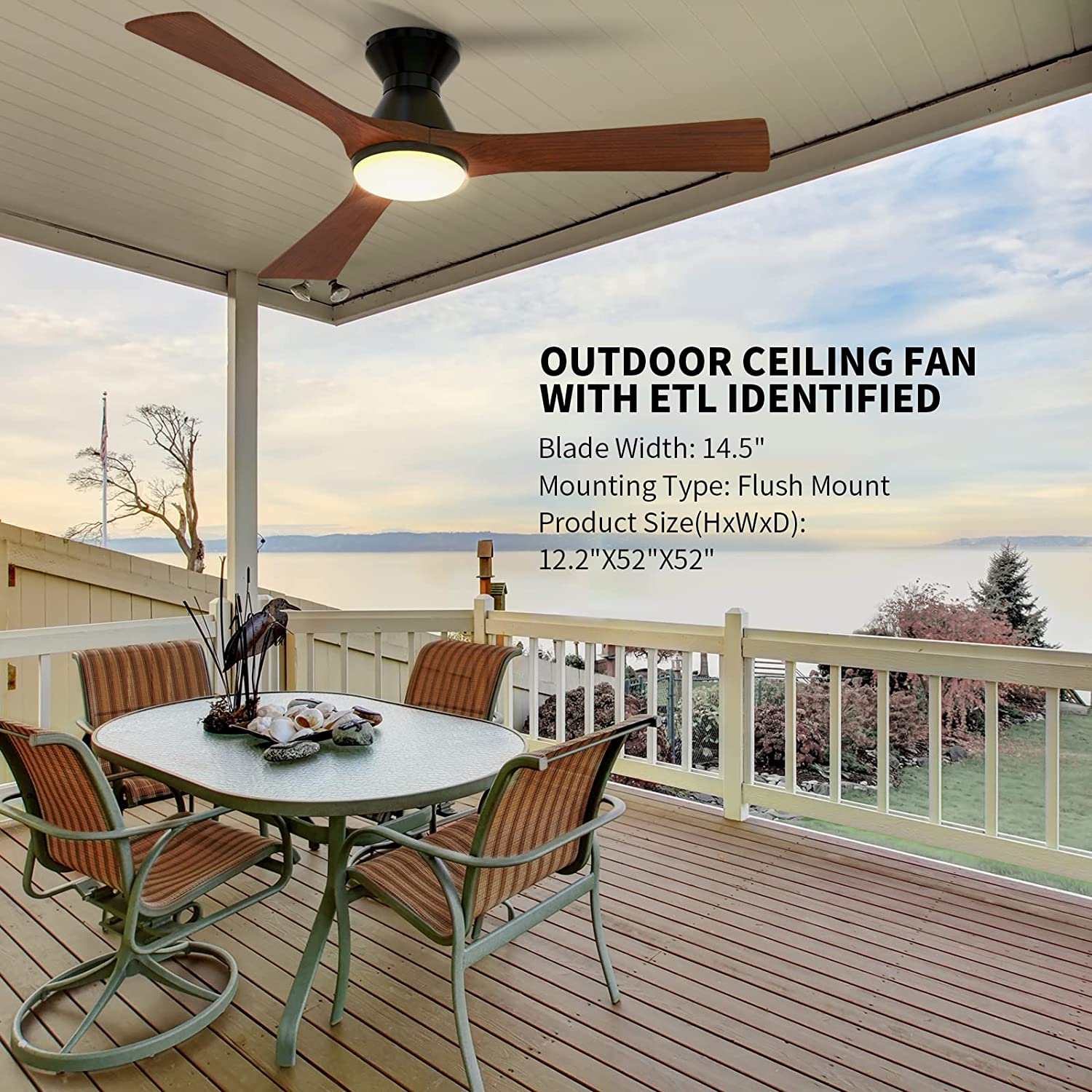 SMAAIR Smart Ceiling Fan with Light, Indoor Outdoor Ceiling Fan, Compatible with DC Motor,10-speed,8 Hours Timer, Works with Remote Control Alexa Goog - 1