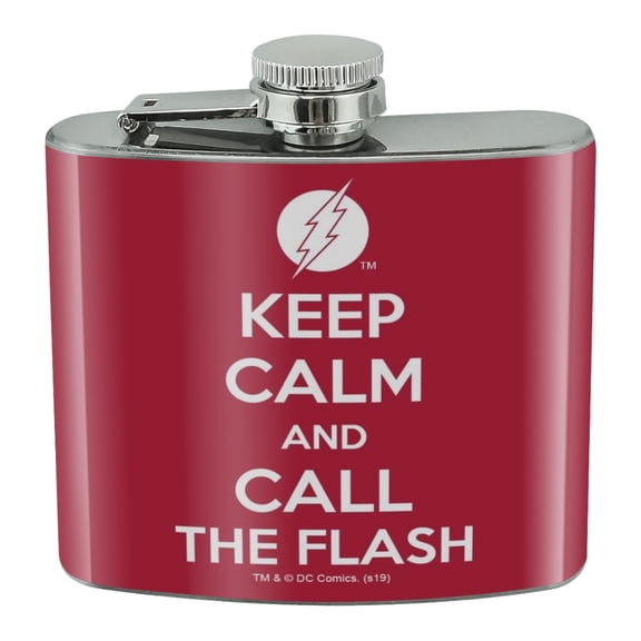 The Flash Keep Calm and Call Stainless Steel 5oz Hip Drink Kidney Flask