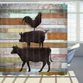 thumbnail image 2 of Rustic Farmhouse Shower Curtain, Farm Animal Cow Chicken and Pig Pattern on Wooden BoardsShower Curtain, Country Barnyard Life Fabric Shower Curtains Set with Hooks 69W X 70L Inch, 2 of 2