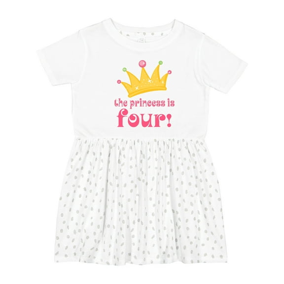 Inktastic 4th Birthday Princess is Four Girls Toddler Dress