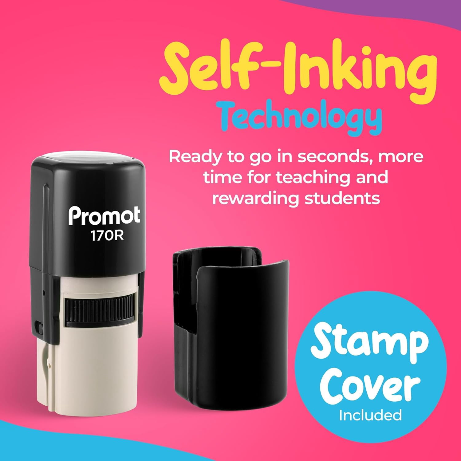Promot Self-Inking Stamp for Teacher - Round Stamp for Grading & Feedback (Check Box)