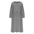 thumbnail image 4 of BangWanChi Women'S Casual Dresses Casual Dresses for Women Sundresses for Women Womens Spring and Summer Round-Neck Solid Cotton and Linen Casual Pocket Long Sleeved Dress, 4 of 6
