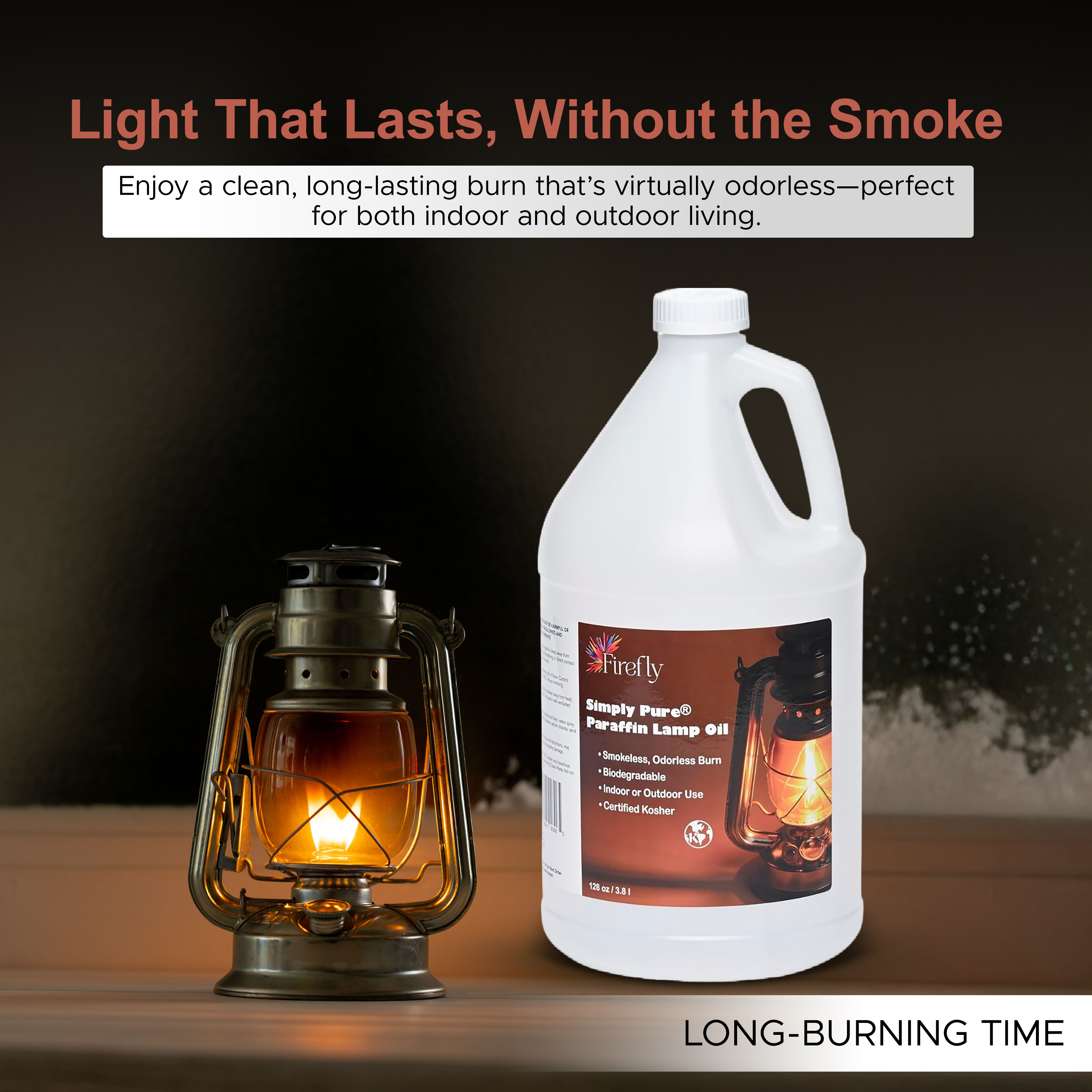Firefly Fuel Premium Liquid Paraffin Lamp Oil for Indoor Use 1 Gallon - Indoor Smokeless Odorless Paraffin Oil Fuel for Lamps, Lanterns, Candles, Long-Lasting Burn, Kosher