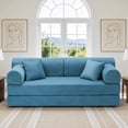 thumbnail image 2 of Leumius Oversized Corduroy Futon Sofa Bed Couch,78" Convertible Folding Mattress Couch with Fixed-Shape Frame,Floor Sofa Lounge Couch for Small Spaces,Apartments,Living Rooms,Sky Blue, 2 of 8