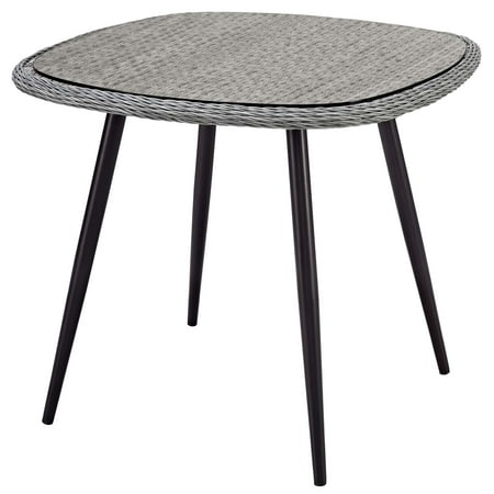 Design Rattan Furniture Modern Contemporary Urban Design Outdoor Patio Balcony Garden Furniture Lounge Dining Table, Rattan Wicker Glass Aluminum Metal, Grey Gray ()