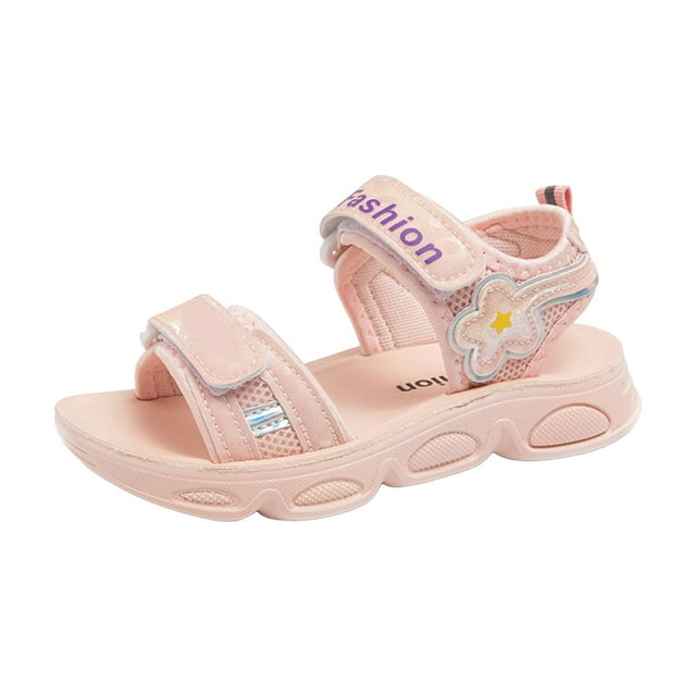 Ediodpoh Chaussures pour Enfants Sandales Confortables à Semelles Épaisses Sandales à la Mode pour l'Extérieur Plage Princesse Sandales Décontractées Sandales pour Enfants Filles Rose 4