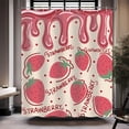 thumbnail image 3 of Strawberry Shower Curtain Pink Strawberry Cake Shower Curtain Cute Modern Cartoon Fruit Cake Pattern Birthday Gift Holiday Party Bathroom Decor with 12 Hooks72x72 inches, 3 of 5
