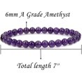 thumbnail image 2 of Natural AA Grade Amethyst Gemstone 6mm Round Beads Stretch Bracelet 7" Unisex, 2 of 6