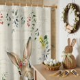 thumbnail image 6 of Easter Shower Curtain Easter Bunny Flower Shower Curtains for Bathroom Decor, Waterproof Polyester Shower Curtain Set with Hooks, Standard Size 72" x 72" Rabbit Leaves Vintage, 6 of 9