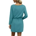 thumbnail image 4 of Dresses for Women 2025 Casual Long Sleeve Dress Trendy Fall Fashion Cozy Travel Outfits Turquoise S, 4 of 4