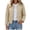 Khaki, variant on Short Puffer Jacket Womens Quilted Button Down Collarless Warm Fall Winter Casual Lightweight Windproof Coat with Pockets