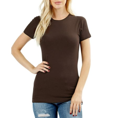 47 Ladies Tee - Womens Basic Cotton Crew Neck Short Sleeve Long Tee Shirt