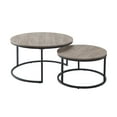 thumbnail image 4 of CENSI Round Nesting Coffee Table Set of 2, 31.5" Modern Grey Wash Oak Wood & Metal Frame, Industrial Circle Stacking Accent Tables for Living Room, Rustic Farmhouse Decor, Easy Assembly, 4 of 9