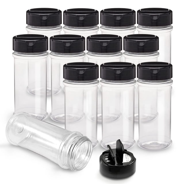 Frascos de plástico para especias RoyalHouse, paquete de 12, 165 ml, con tapas para coctelera