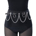 thumbnail image 4 of Silver Chain Black Color Hip-hop for Women and Girls Black Leather Chain Belt Skirt Strap Waist Thigh Harness Party Accessories Layered Waist Chain STYLE 6, 4 of 7