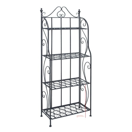 - Decmode 64 Inch Eclectic Four-Tiered Scrolled Iron Backer'S Rack, Black