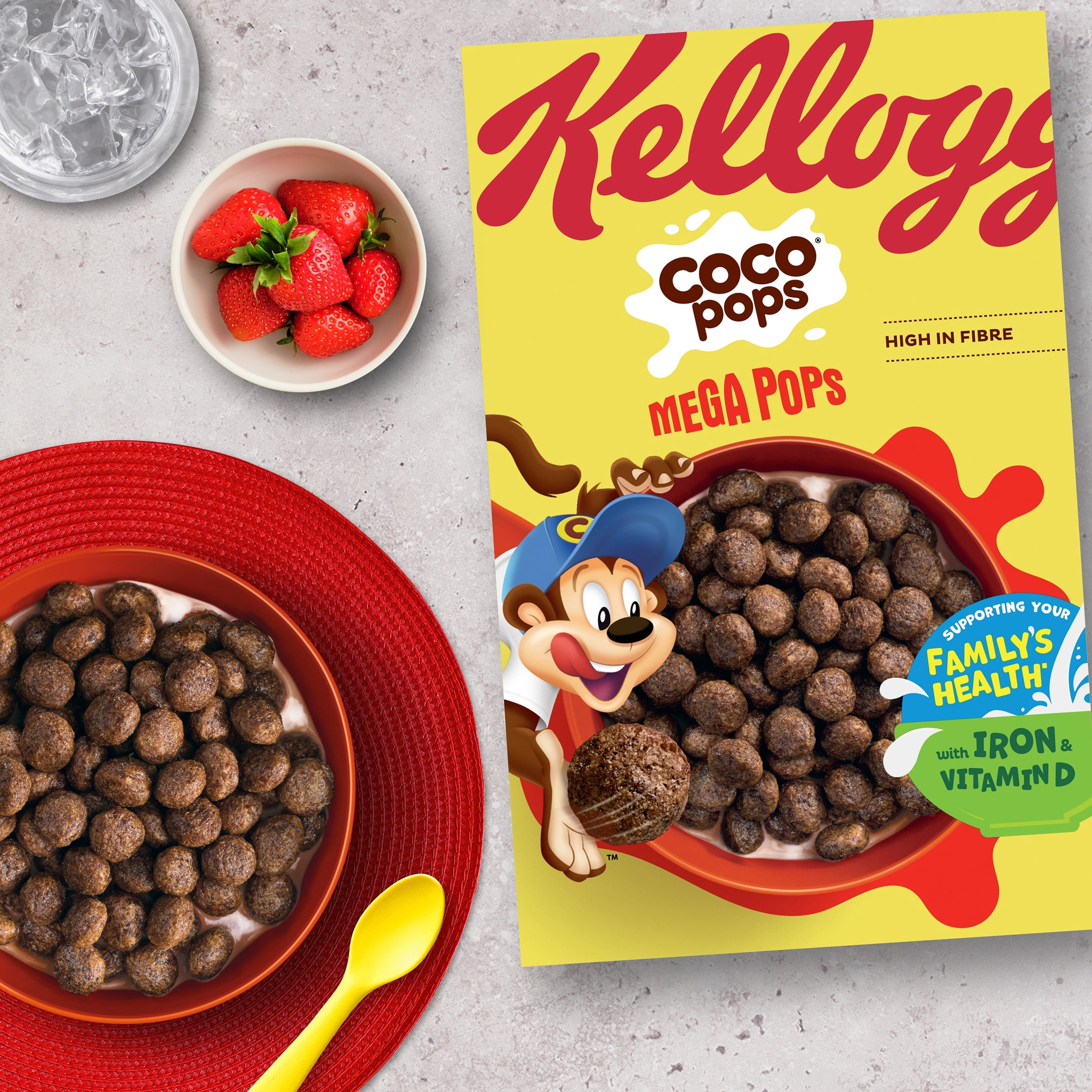 Kellogg's Coco Pops Mega Pops Chocolate Breakfast Cereal 365g, Imported from Britain