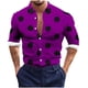 thumbnail image 1 of Blusa y camisa de manga larga con cuello vuelto para hombre, informal, a la moda, con botones, estampado, de poliéster, 1 of 4