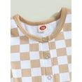 thumbnail image 5 of Bagilaanoe Newborn Baby Boys Summer Jumpsuit Checkerboard Print Short Sleeve Bodysuit 3M 6M 12M 18M Infant One Piece Romper, 5 of 8
