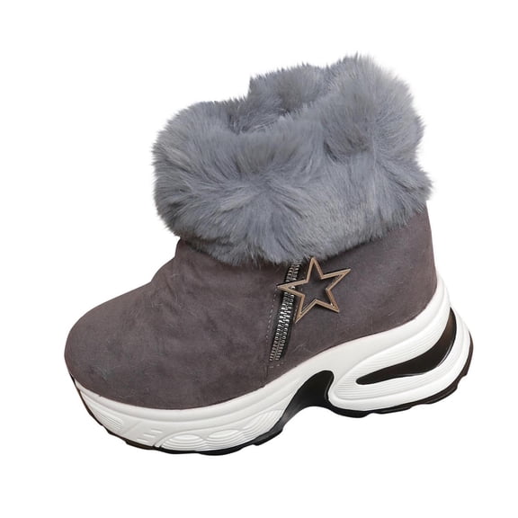 Npasoilc Snow Boots for Women,Winter Boots Mid-Calf,Fluff Boots with Fleece,and Fur-Lined Casual Boots