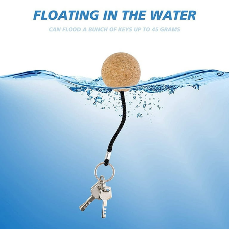 NKTIER Floating Cork Keychain,53mm Diameter Wooden Ball Key Chain