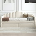 thumbnail image 5 of YANSHE Twin Size Upholstered Daybed With Trundle, Velvet Twin Size Day Bed With USB Charging Ports, Twin Sofa Bed Frame, No Box Spring Needed For Guest Room, 5 of 9