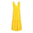 thumbnail image 6 of Arvbitana Women Casual Long Dress Solid Color V-neck Tie Knot Shoulder Flowy Midi Dress Sleeveless Ruffles Holiday Dress for Party Vacation Beach, 6 of 8